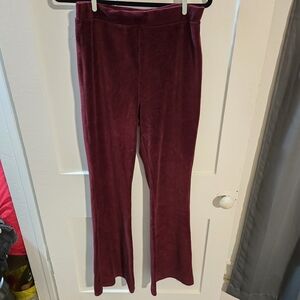 Arizona Maroon Flared Velour Corduroy Track Pants Size Large On-Trend Style Cute